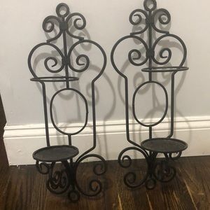 2 - gorgeous black metal candleholders